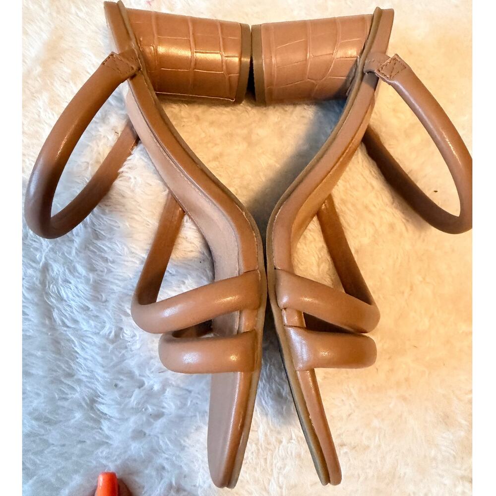 Dolce Vita DV Tan Padded Strap Block Heel Mule Sandals Square Toe - Picture 3 of 7